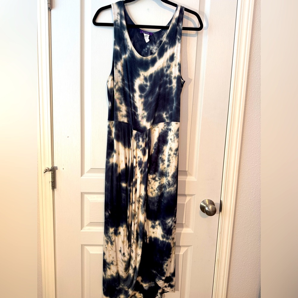 Hot Gal Sleeveless Hand Tye Dyed Maxi/Midi  Drape Front Dress size XL